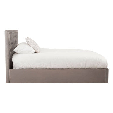 Grey Velvet Ottoman King Bed