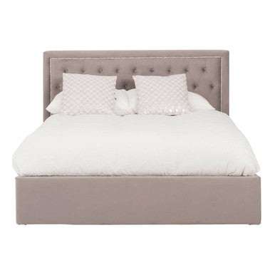 Grey Velvet Ottoman King Bed