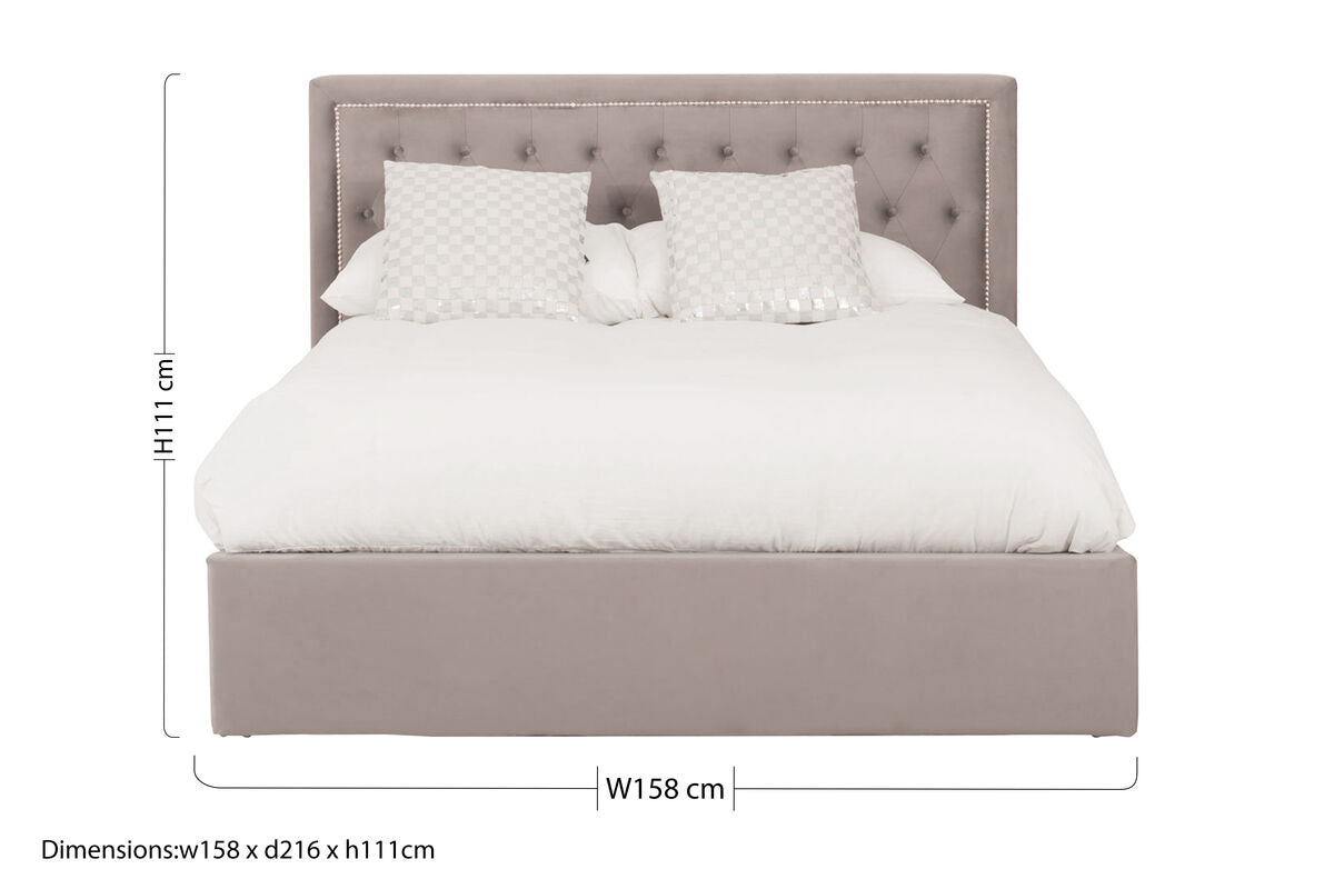 Grey Velvet Ottoman King Bed