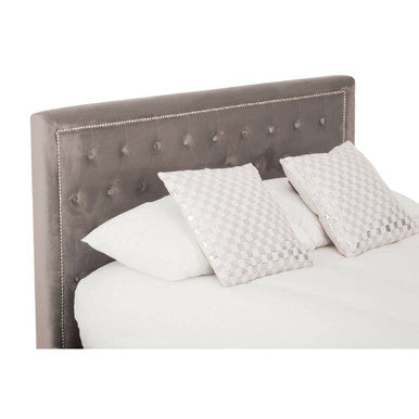 Grey Velvet Ottoman King Bed