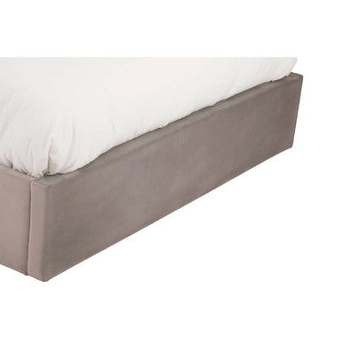 Grey Velvet Ottoman King Bed