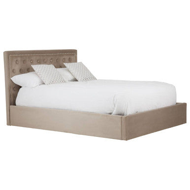 Mink Velvet Ottoman King Bed