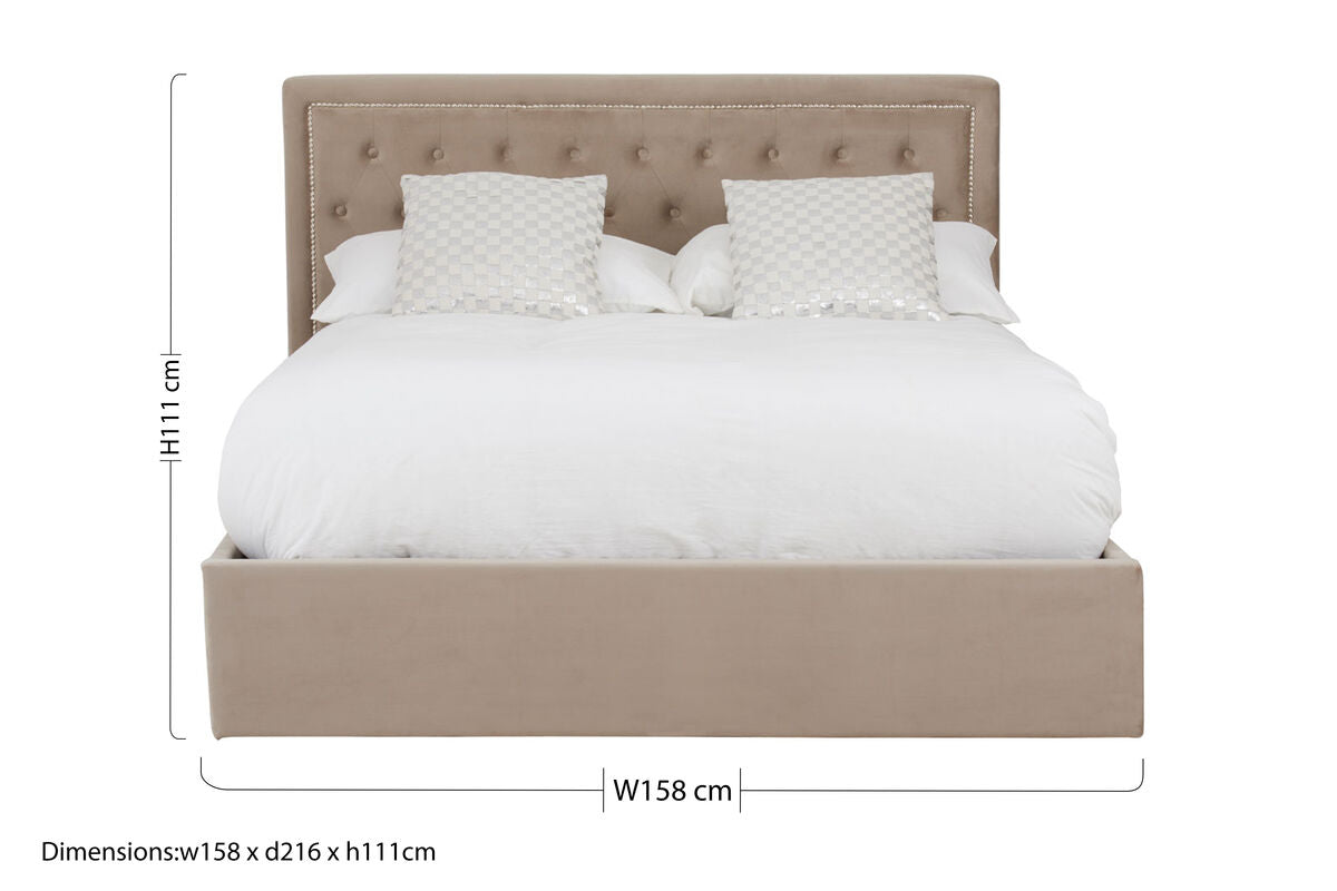Mink Velvet Ottoman King Bed