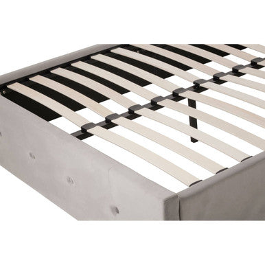 Grey Velvet Ottoman Double Bed