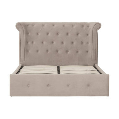 Mink Velvet Ottoman Double Bed