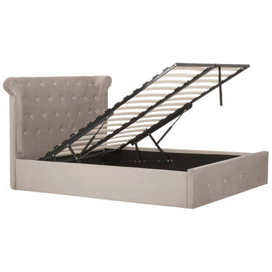Mink Velvet Ottoman Double Bed