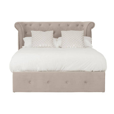 Mink Velvet Ottoman Double Bed