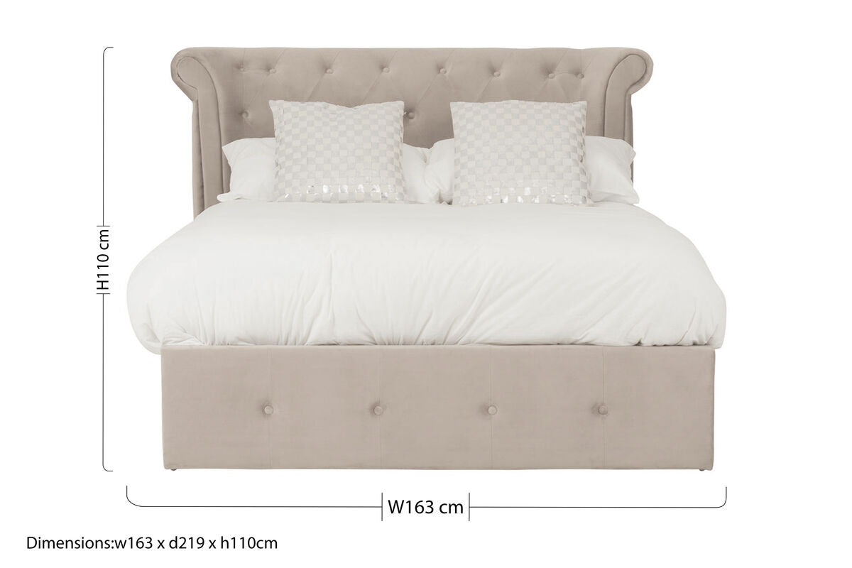 Mink Velvet Ottoman Double Bed