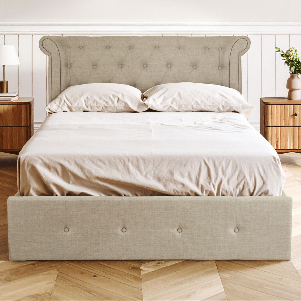 Mink Velvet Ottoman Double Bed