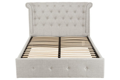 Light Grey Linen Ottoman Double Bed