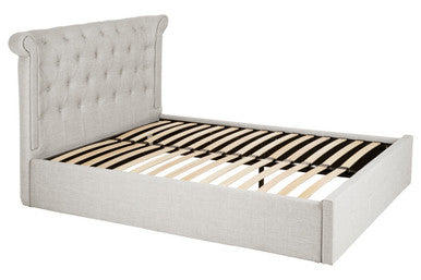 Light Grey Linen Ottoman Double Bed