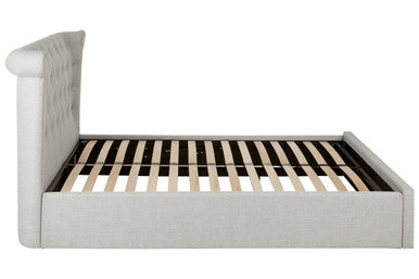 Light Grey Linen Ottoman Double Bed