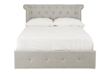Light Grey Linen Ottoman Double Bed
