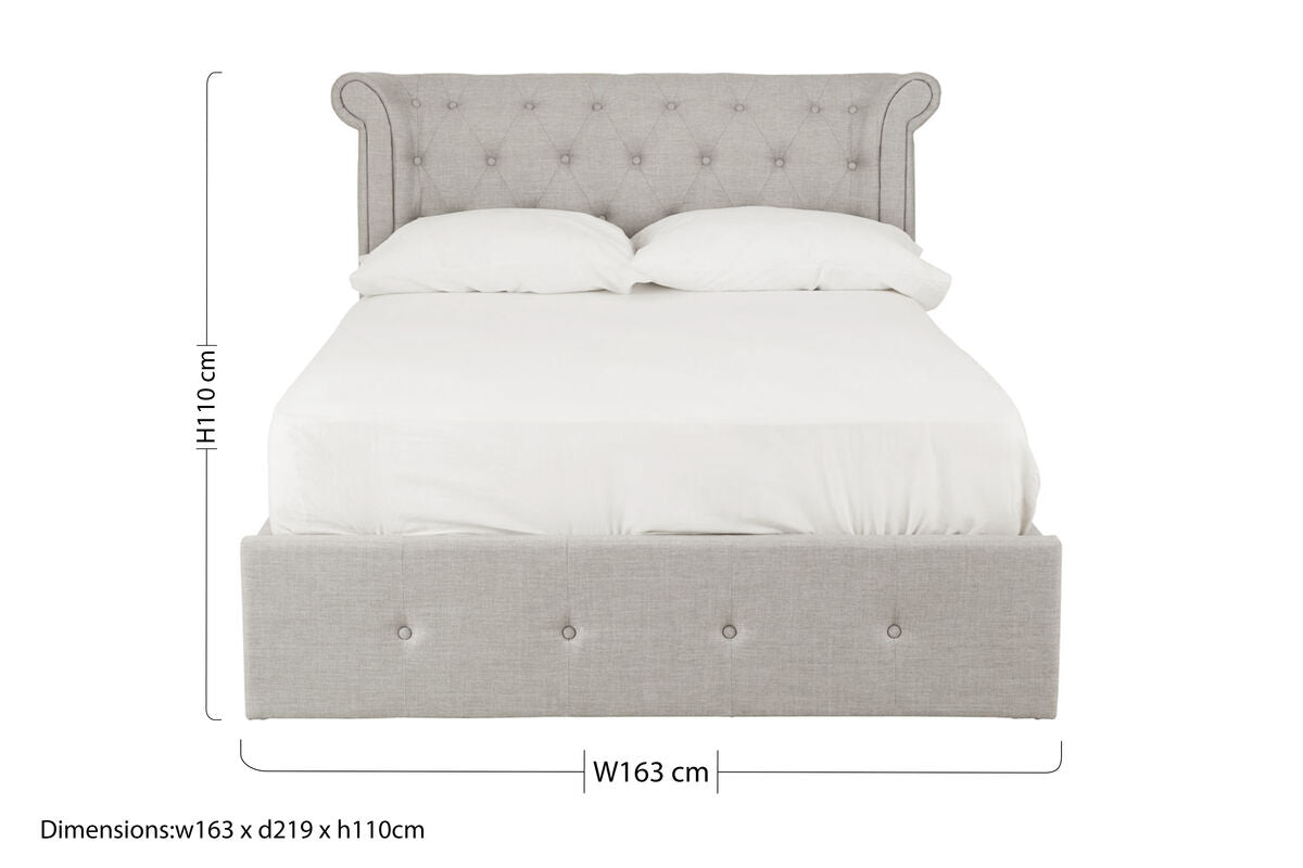 Light Grey Linen Ottoman Double Bed
