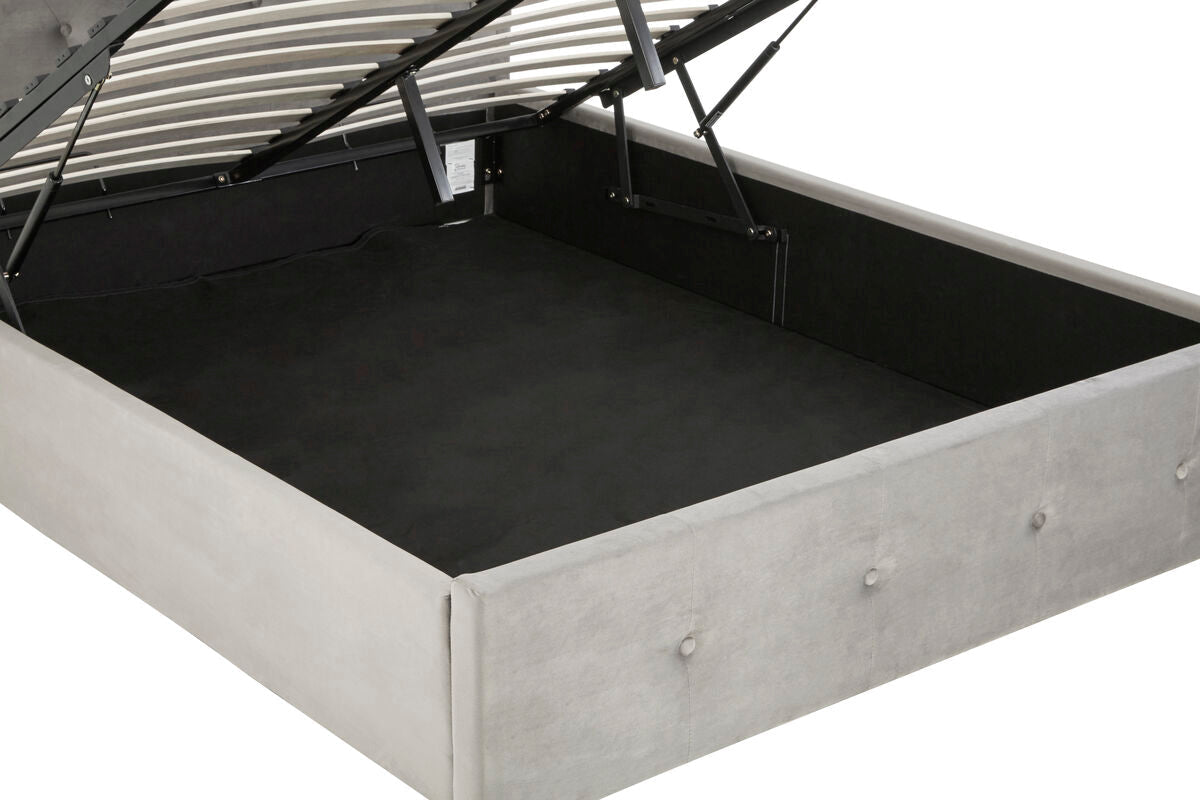 Grey Brushed Velvet Ottoman King Bed