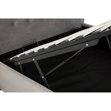 Grey Brushed Velvet Ottoman King Bed