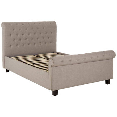 Light Grey Fabric Ottoman Sleigh Double Bed