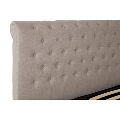 Light Grey Fabric Ottoman Sleigh Double Bed