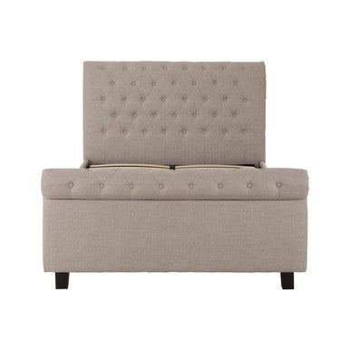 Light Grey Fabric Ottoman Sleigh King Bed
