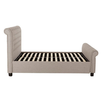 Light Grey Fabric Ottoman Sleigh King Bed