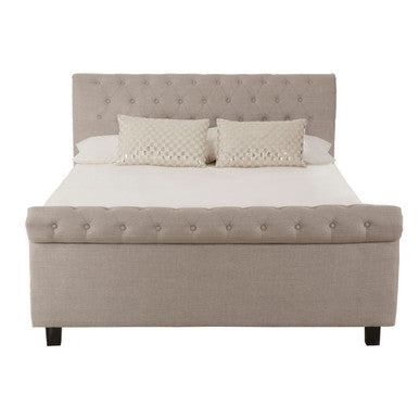Light Grey Fabric Ottoman Sleigh King Bed