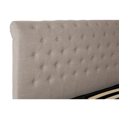 Light Grey Fabric Ottoman Sleigh King Bed