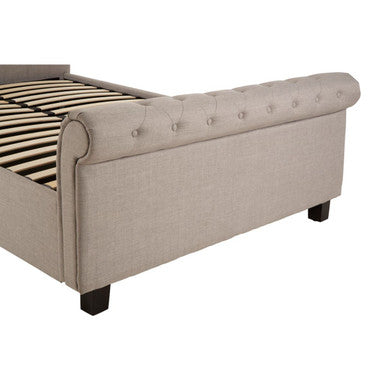 Light Grey Fabric Ottoman Sleigh King Bed