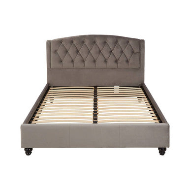 Grey Velvet Double Bed