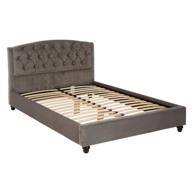 Grey Velvet Double Bed