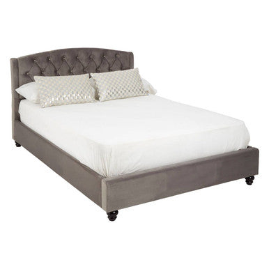 Grey Velvet Double Bed