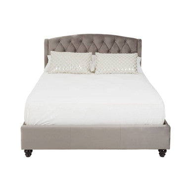 Grey Velvet Double Bed