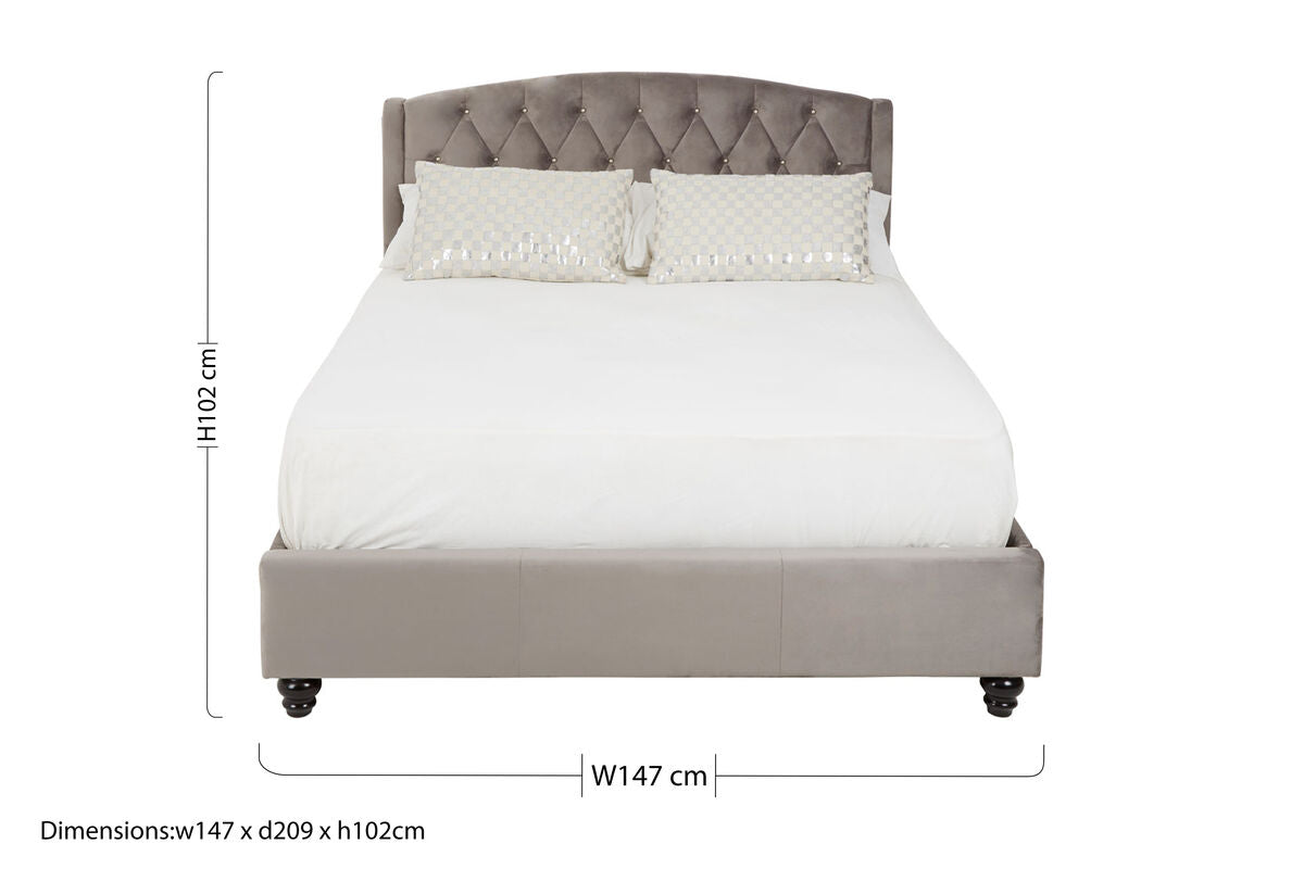 Grey Velvet Double Bed