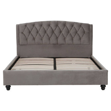 Grey Velvet King Bed