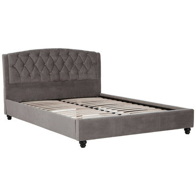 Grey Velvet King Bed
