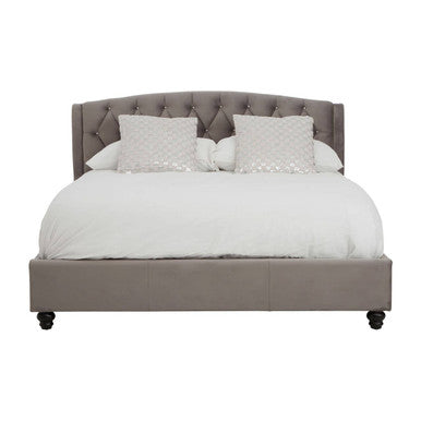 Grey Velvet King Bed