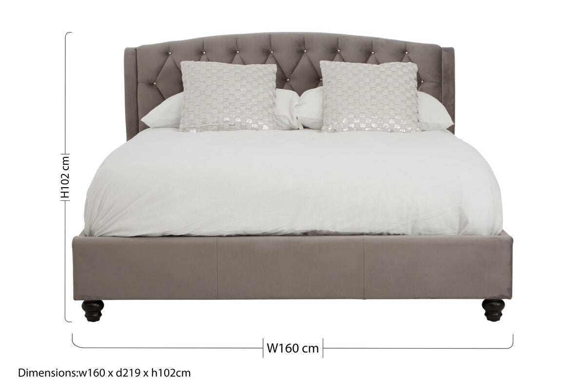 Grey Velvet King Bed
