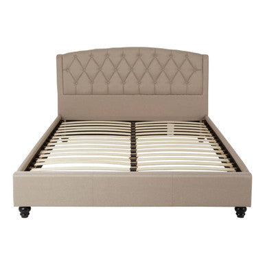 Beige Fabric King Bed