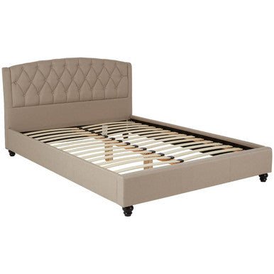 Beige Fabric King Bed