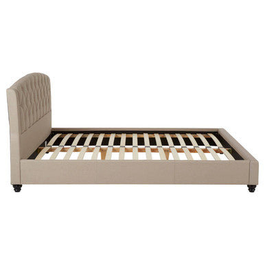Beige Fabric King Bed