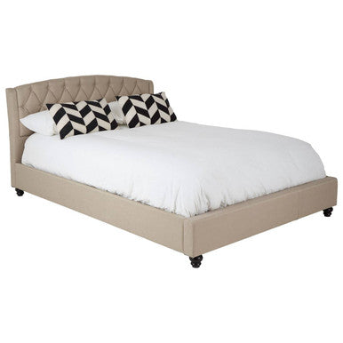 Beige Fabric King Bed