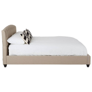 Beige Fabric King Bed
