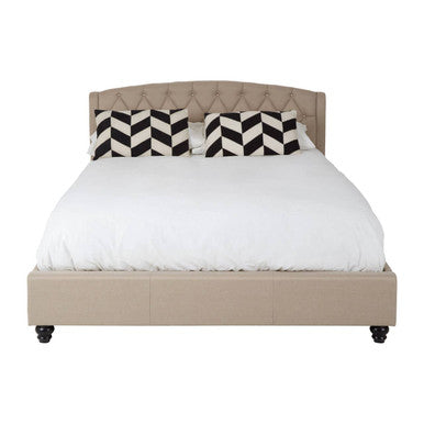 Beige Fabric King Bed