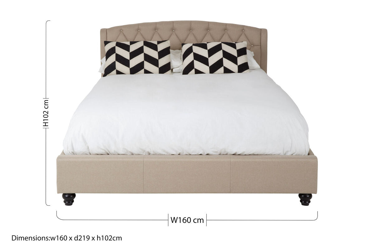 Beige Fabric King Bed