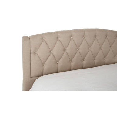 Beige Fabric King Bed