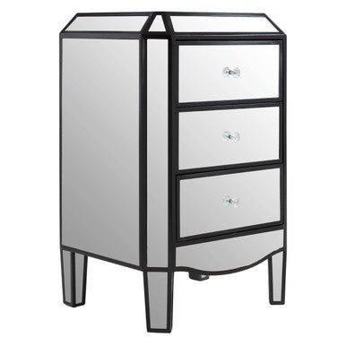 Tiffany Mirrored 3 Drawer Chest with Crystal Handles