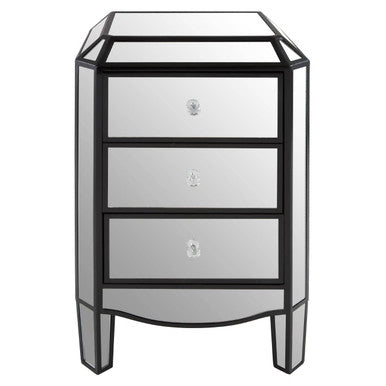 Tiffany Mirrored 3 Drawer Chest with Crystal Handles
