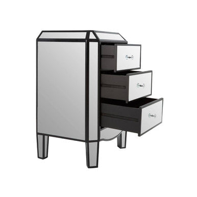 Tiffany Mirrored 3 Drawer Chest with Crystal Handles