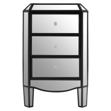 Tiffany Mirrored 3 Drawer Chest with Crystal Handles