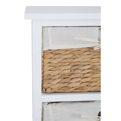 Ashby White Acacia Wood and Water Hyacinth 5 Drawer Chest