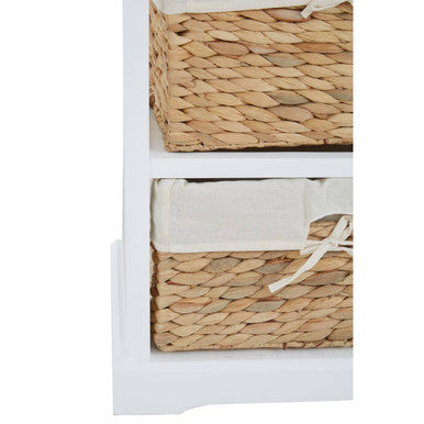 Ashby White Acacia Wood and Water Hyacinth 5 Drawer Chest